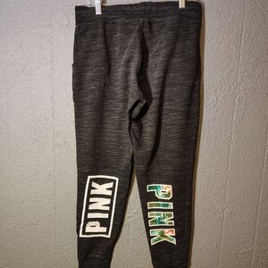 PINK Victoria's Secret Black Leggings with Tropical Logo